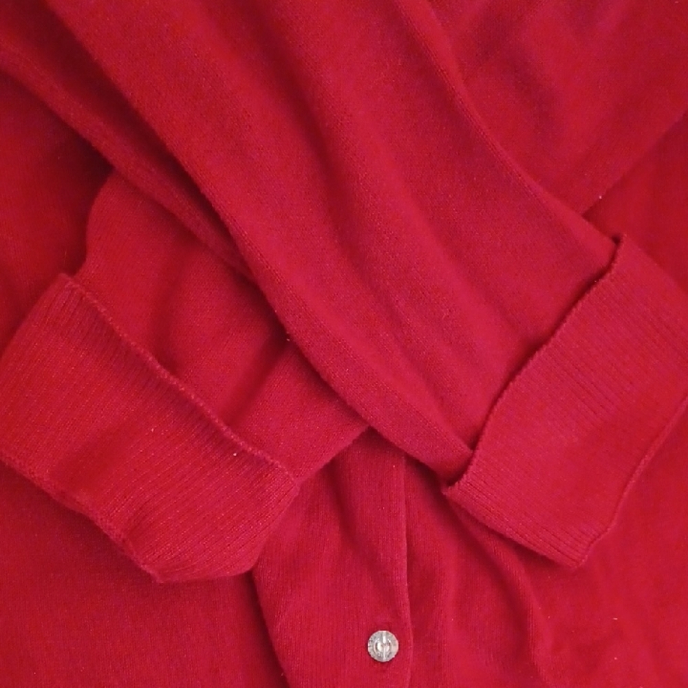 LOFT Red Button-Front Cardigan - Picture 6 of 6